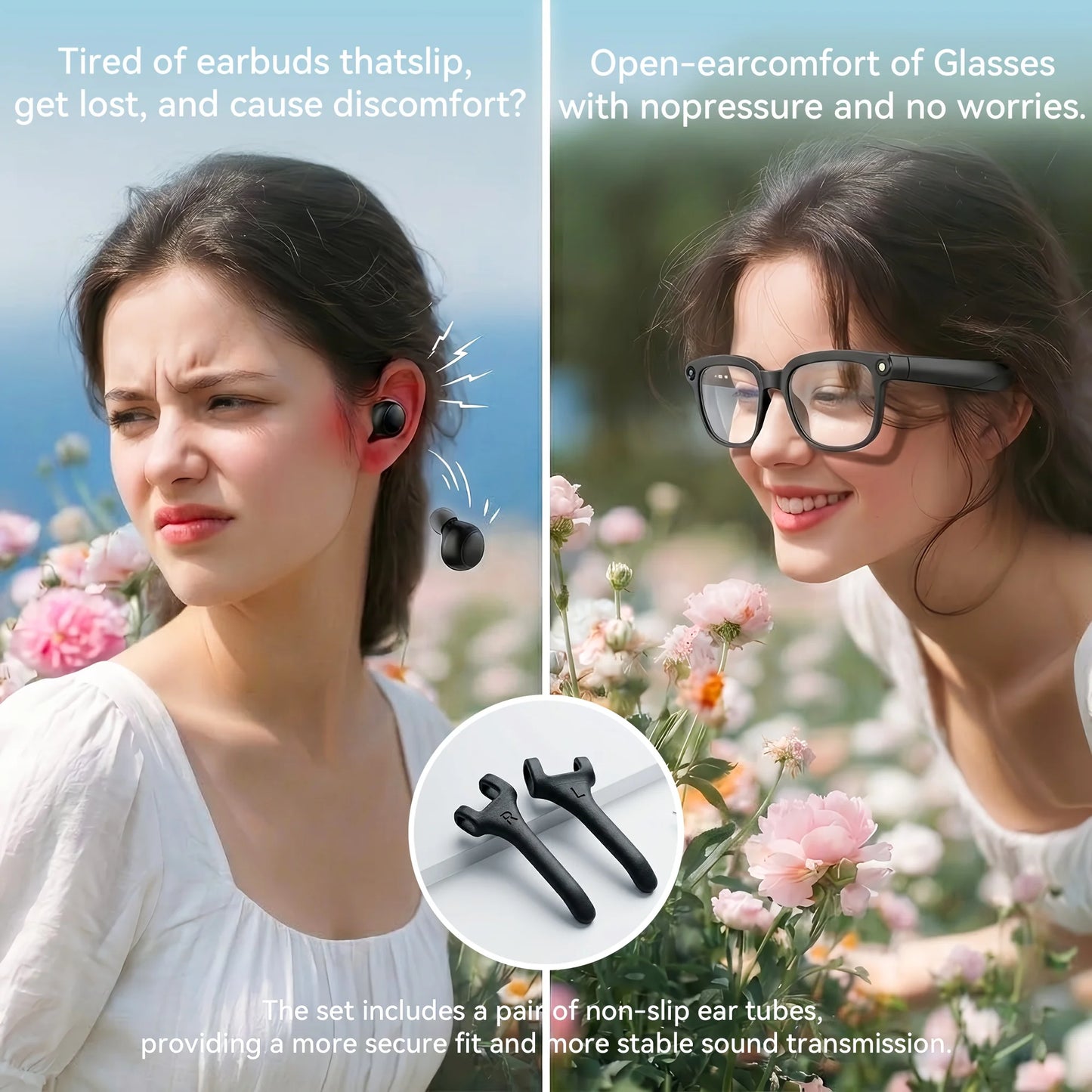 Smart Camera Glasses With AI Translator And Bluetooth Audio