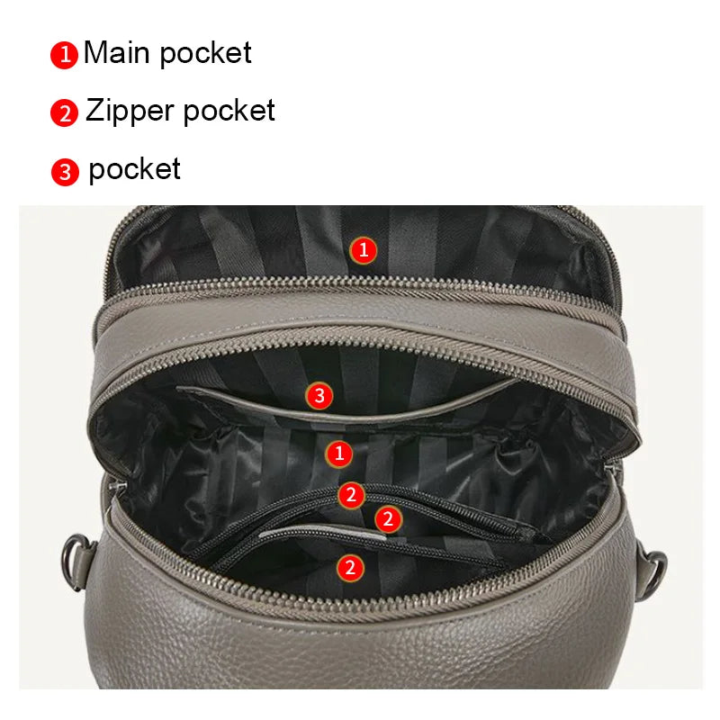 Aidrani Genuine Leather Womens Backpack Lightweight Work Travel