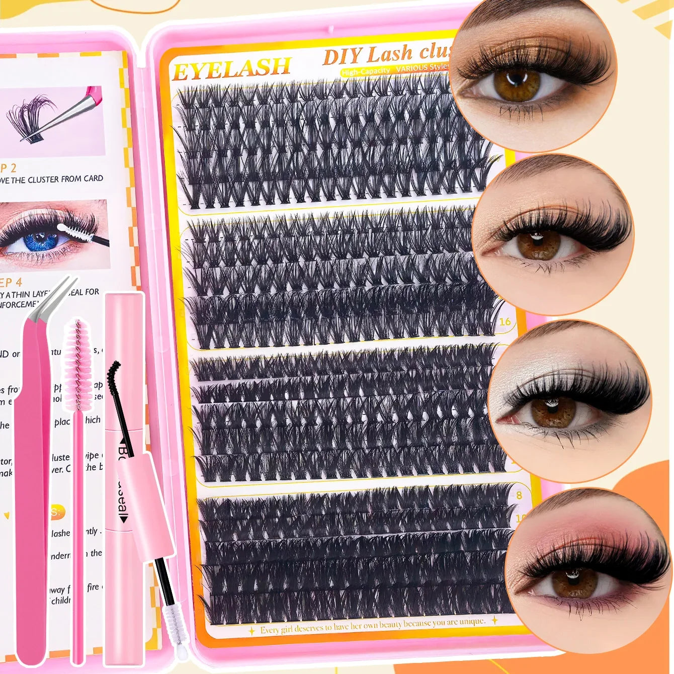 Individual Eyelash Extensions Kit With Lash Bond And Seal For Self Application