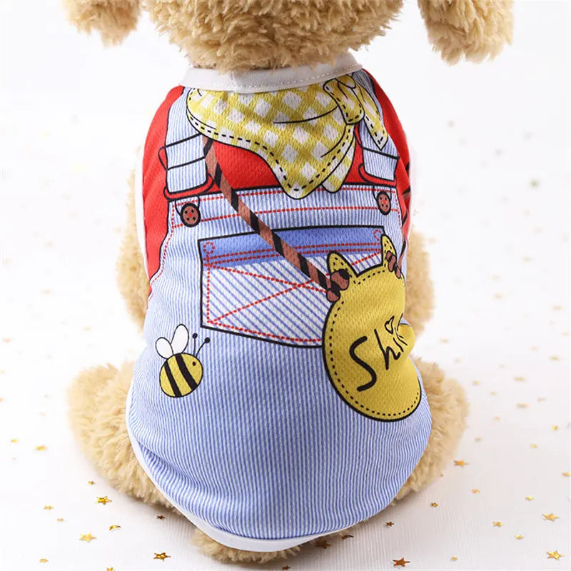 Cartoon Style Soft Dog Vest Shirt For Small Pets Everyday