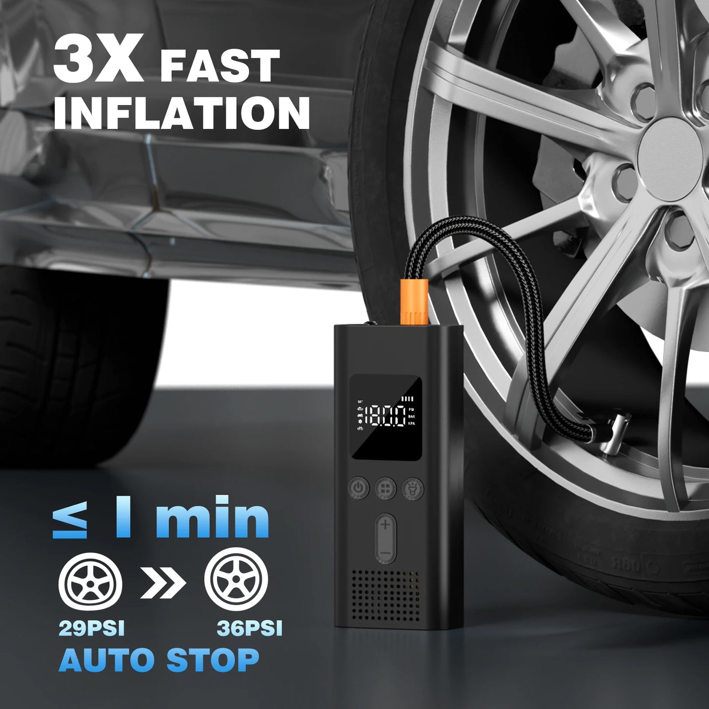 CHPOWKIT Portable Cordless Tire Inflator 150PSI Car Bicycle Pump