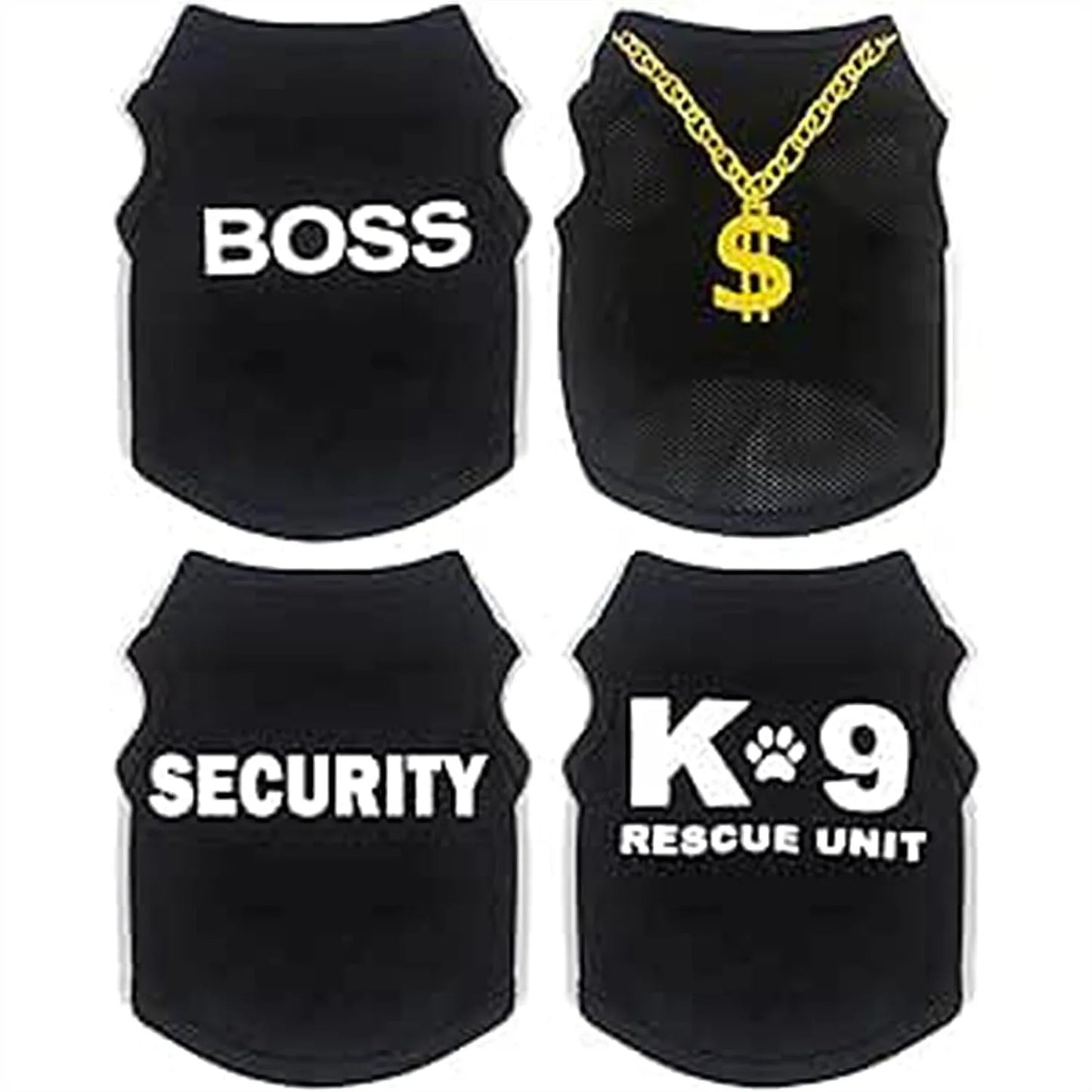 4Pack Dog Shirt Set Soft Polyester Tees With Cute Patterns