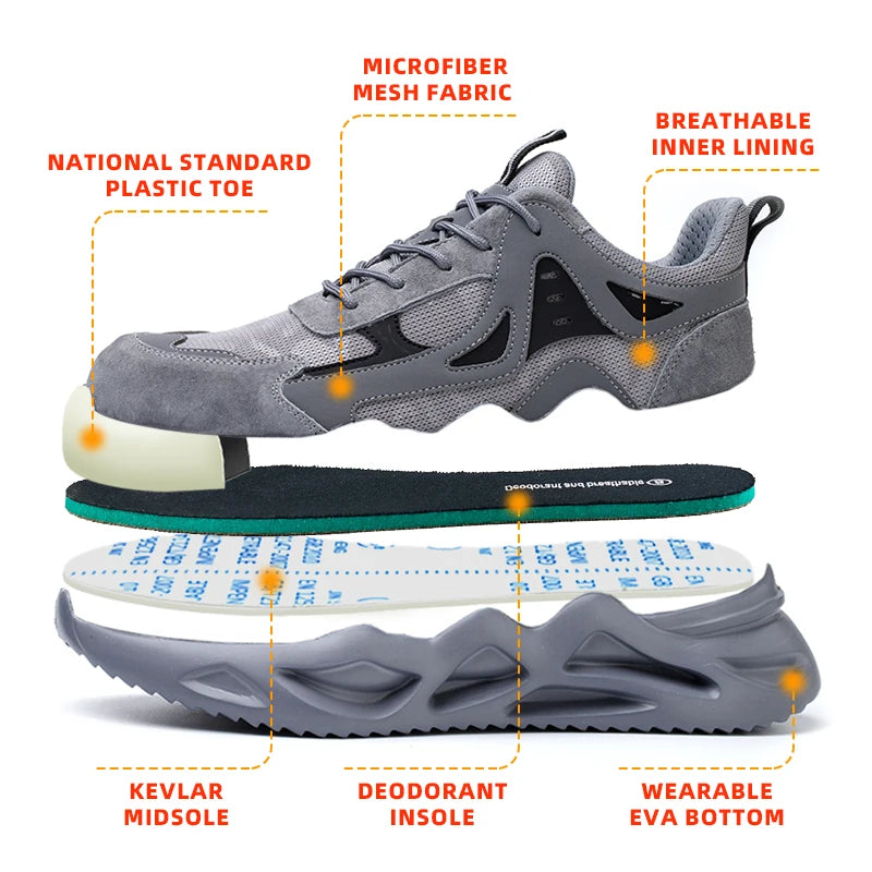 Men's Puncture Resistant Steel Toe Work Safety Shoes Non Slip