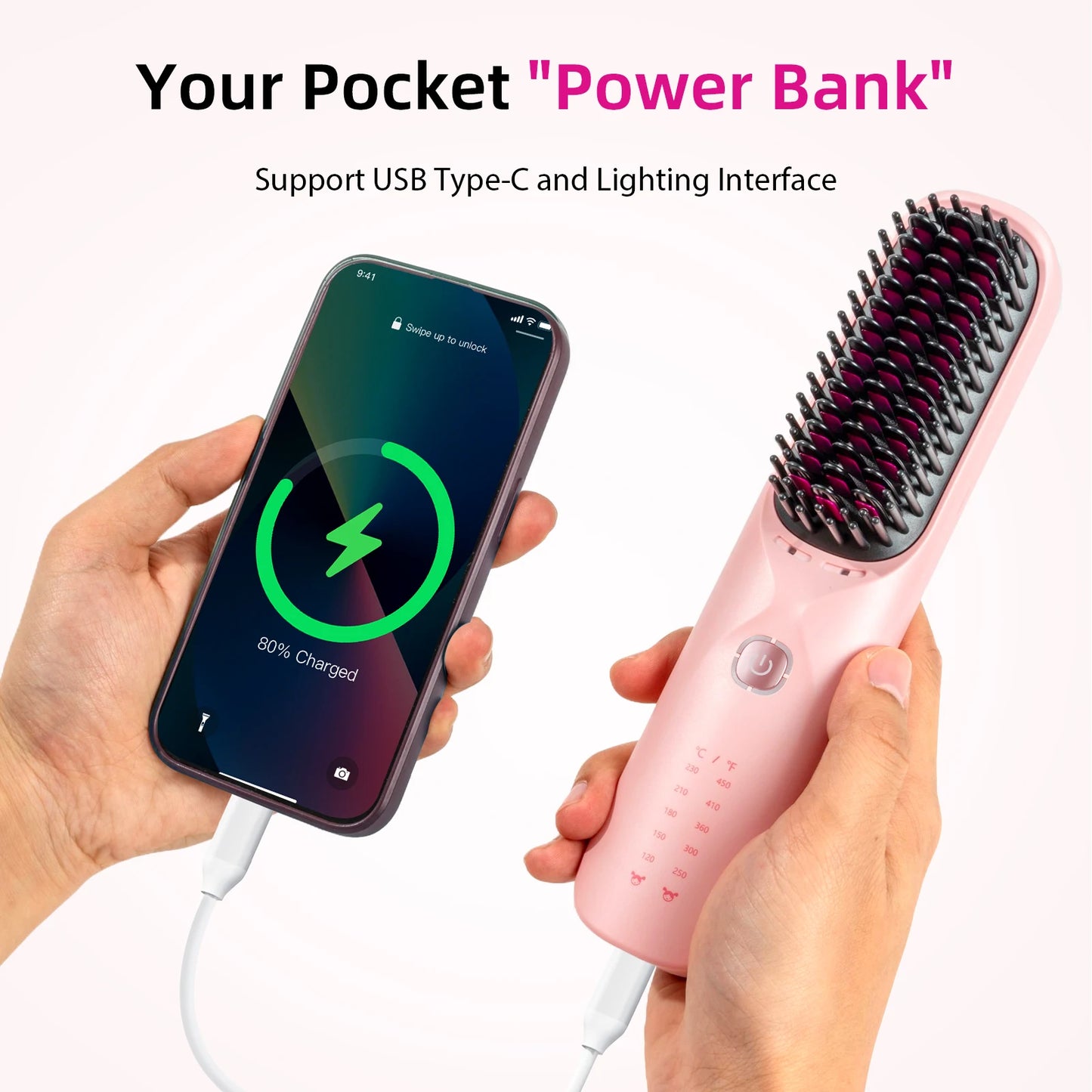 BOPCAL 2 In 1 Hair Straightener Brush Cordless Curling Comb