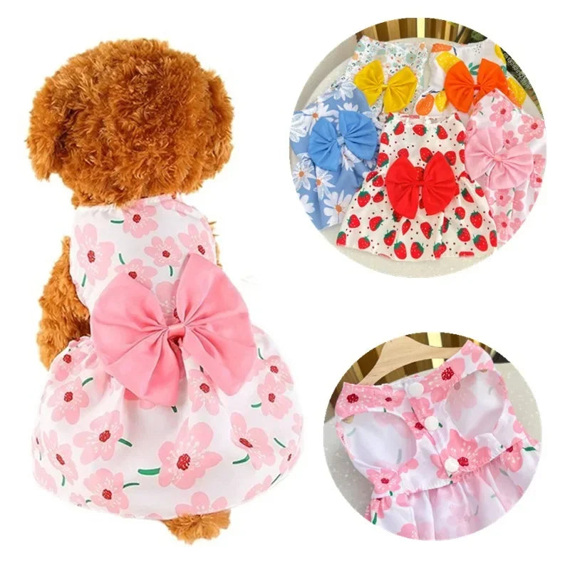 Puppy Skirt Dress For Small Dogs Princess Lace Bow Costume