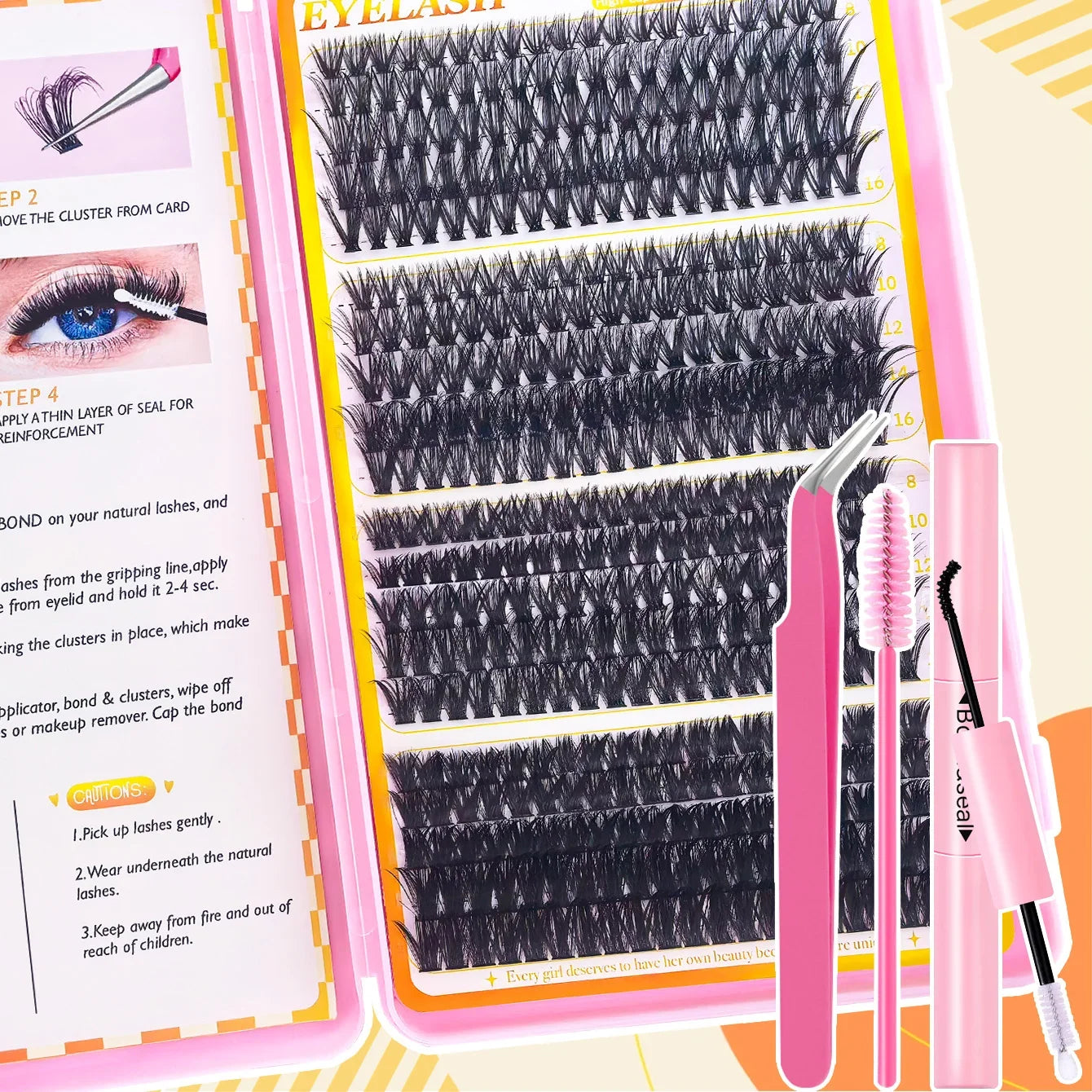 Individual Eyelash Extensions Kit With Lash Bond And Seal For Self Application