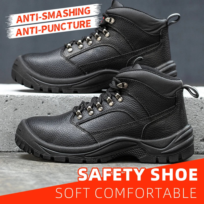 Puncture Proof Anti Skid Steel Toe High Top Work Shoes