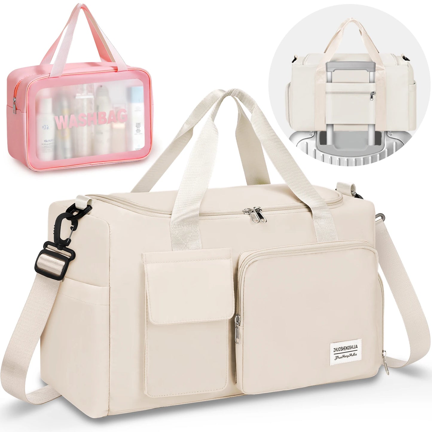 Waterproof Travel Duffel Bag With Separate Dry Wet Compartments