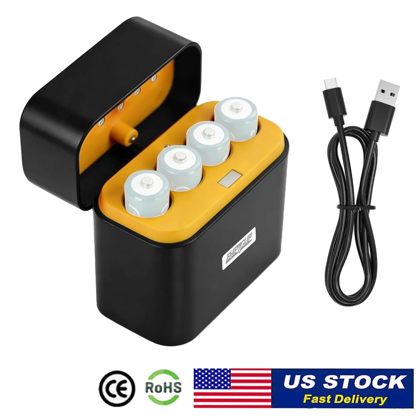 4-Slot Smart Battery Charger For AA Li-ion Batteries Type-C Cable