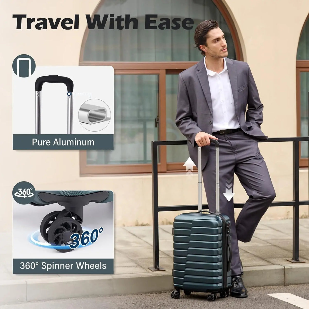 Coolife Lightweight Luggage Set With Built In TSA Lock