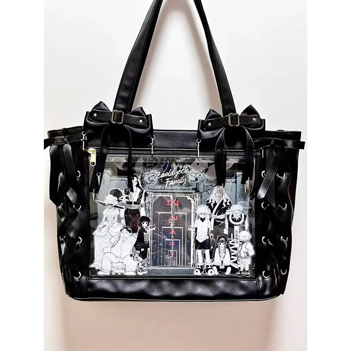 Ulzzang Ita Bag Ribbon Tote For Women Transparent DIY Badge
