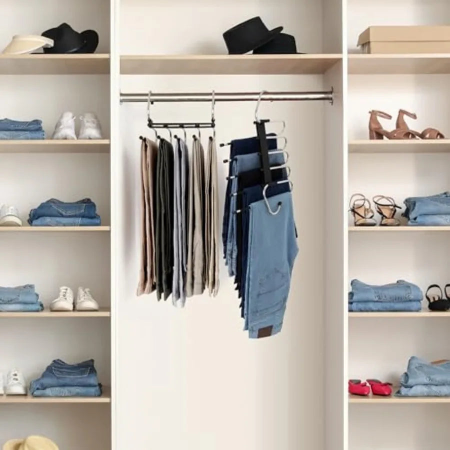 Space-Saving Foldable Pants Hangers With Clips 2-Pack