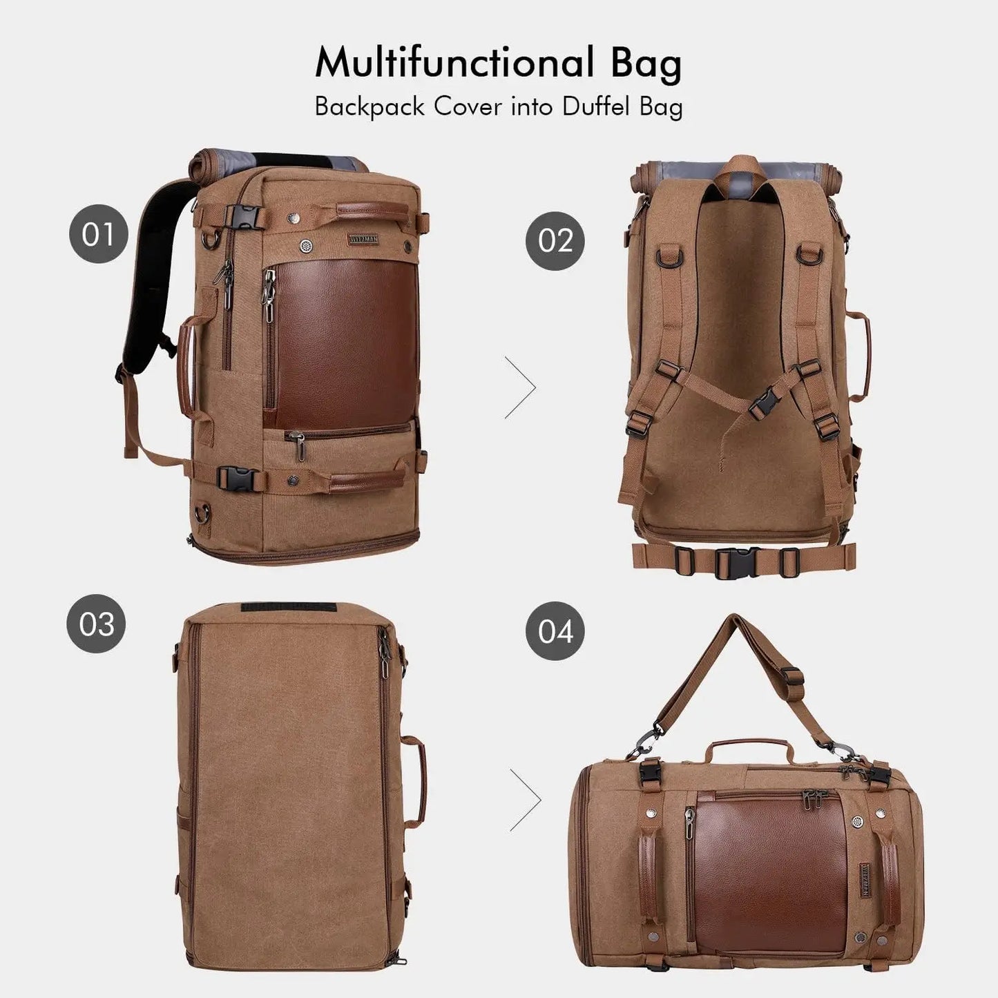 Travel Canvas Backpack Carry On Luggage With Shoe Compartment