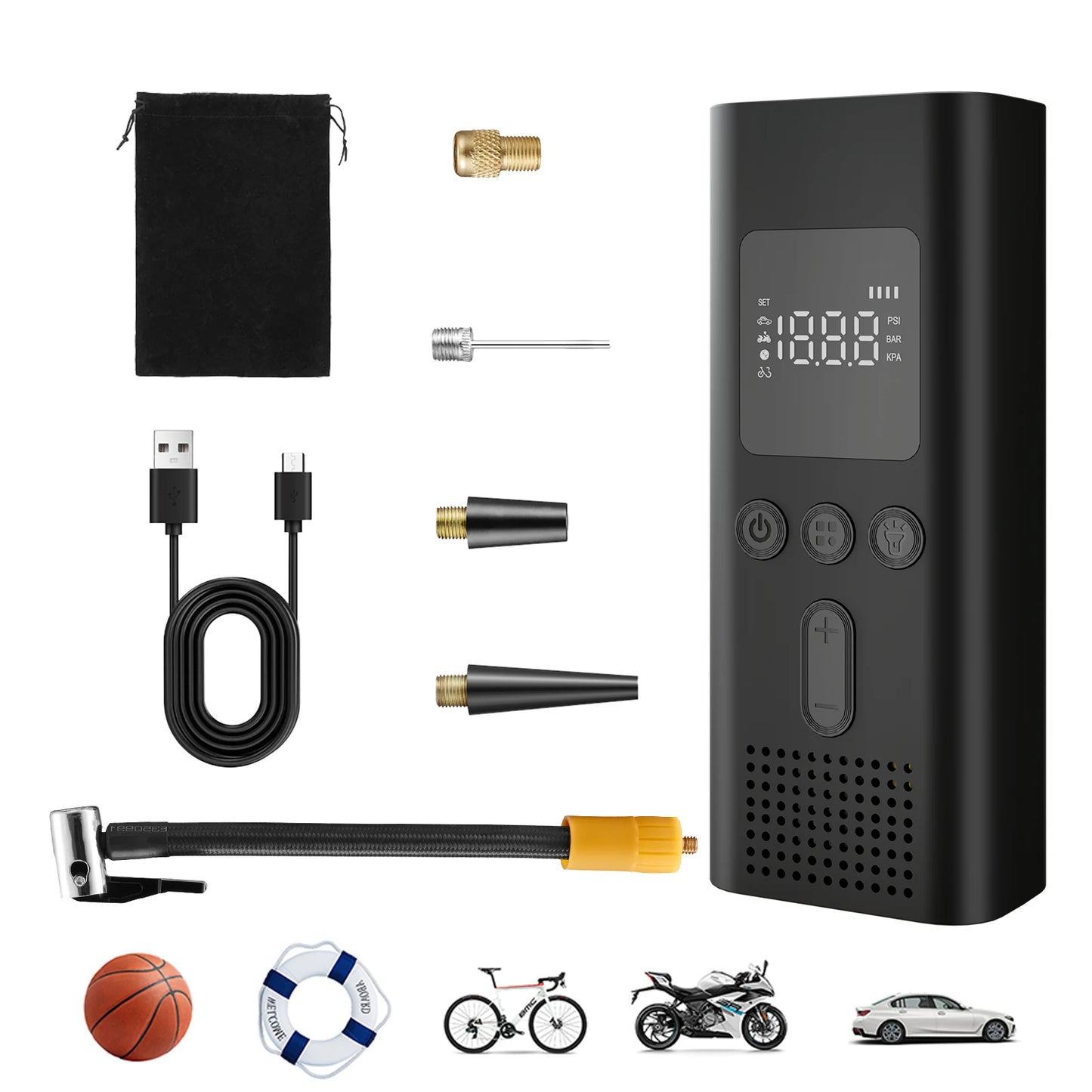 CHPOWKIT Portable Cordless Tire Inflator 150PSI Car Bicycle Pump
