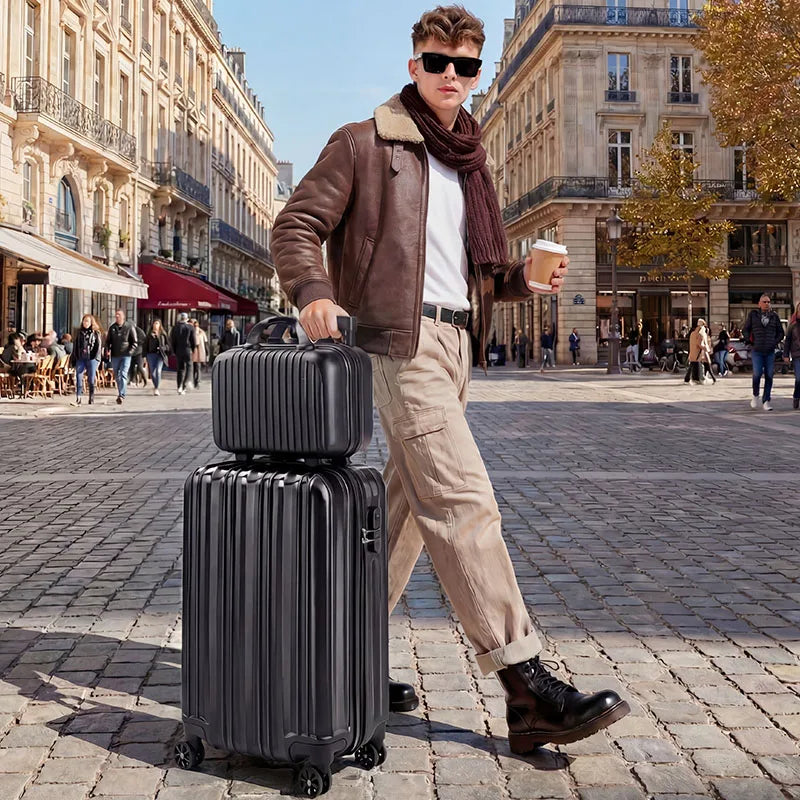 2-Piece Hardside Carry-On Luggage Set With USB Port TSA Lock