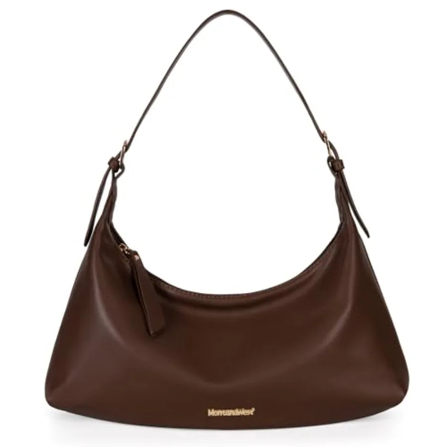 Genuine Leather Shoulder Purses for Women Crescent Hobo Bag