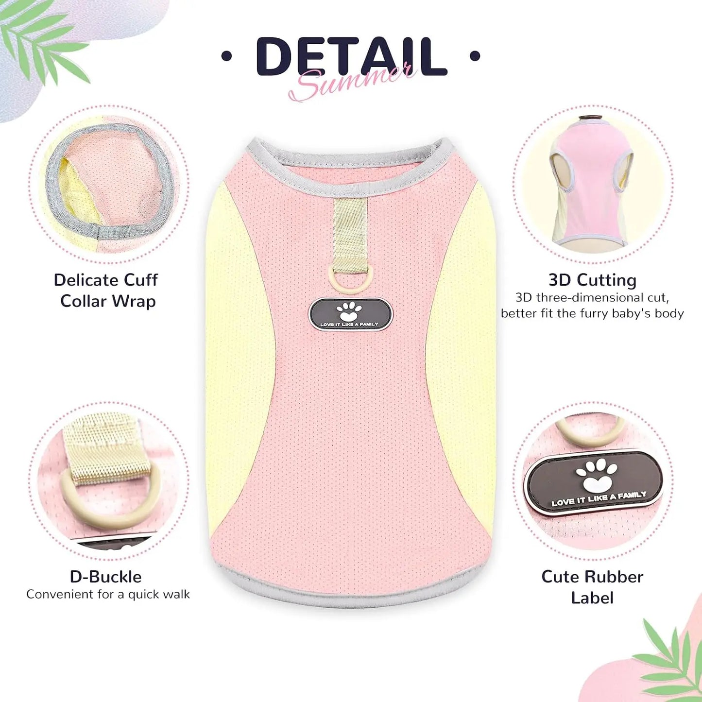 Dog Cooling Vest With SPF 30 Sun Protection D Ring