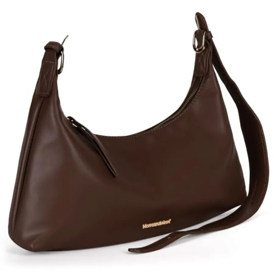 Genuine Leather Shoulder Purses for Women Crescent Hobo Bag