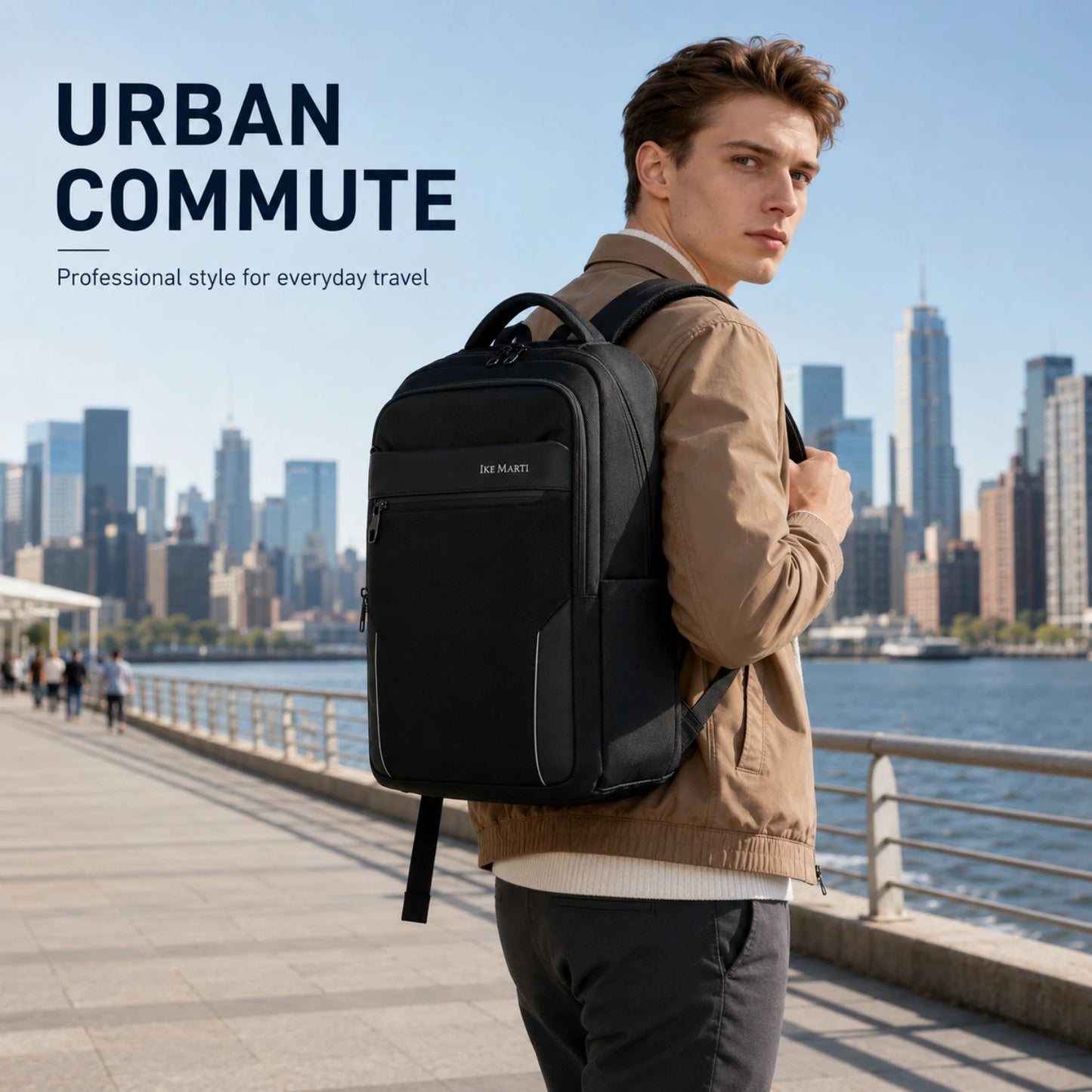 Waterproof Nylon Unisex Business Backpack With Laptop Compartment