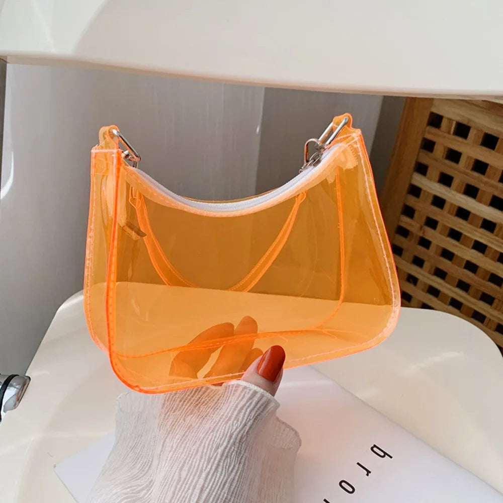 Waterproof Transparent Jelly Bag Women Clear Shoulder Purse