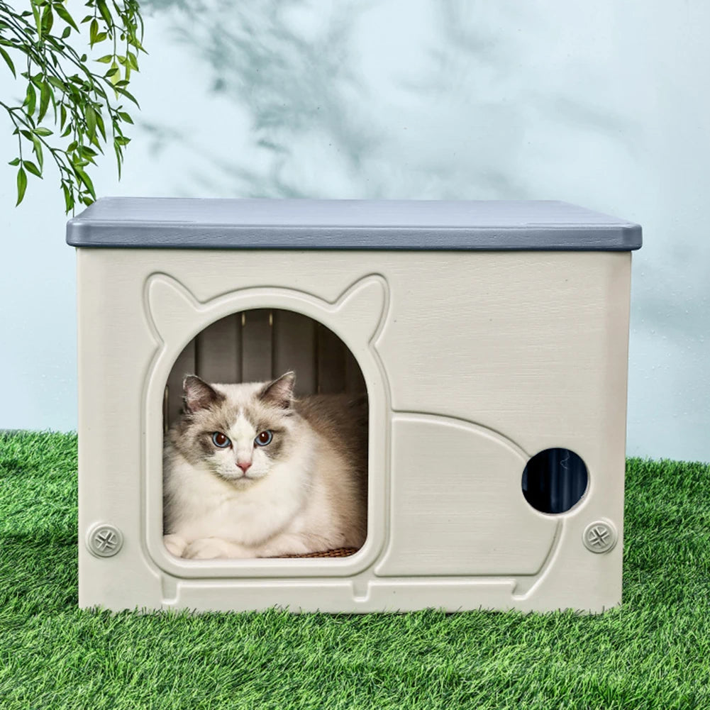 Rainproof Outdoor Cat House With Cozy All Season Shelter