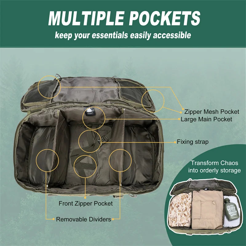 LQARMY Outdoor Tactical Backpack Molle Duffel Bag For Hiking