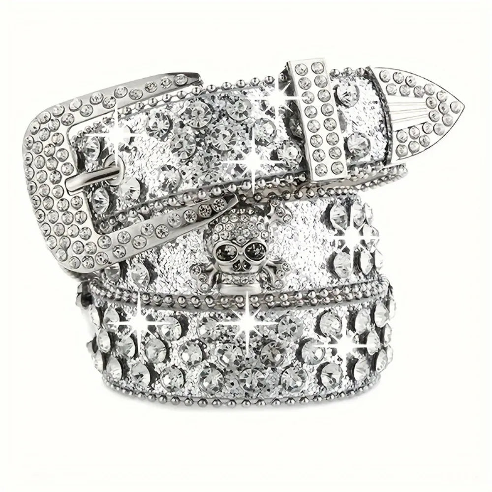 Rhinestone Western Cowgirl Belt PU Leather Sparkling Accessory Women