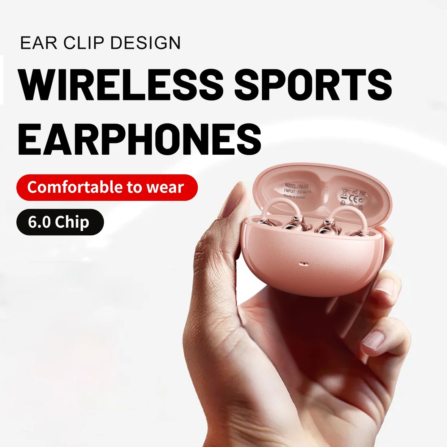 SHUKE Open Ear Clip Wireless Bluetooth Headphones With Microphone