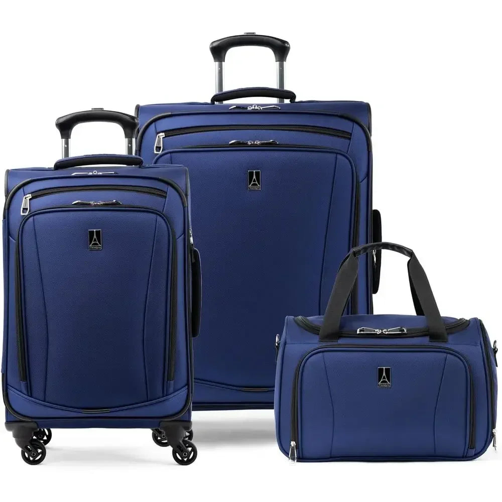 3-Piece Luggage Set With Underseat Tote And Expandable Spinner Wheels