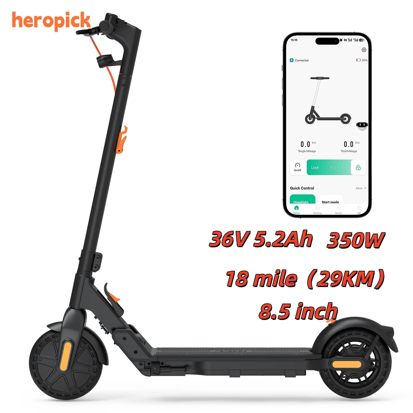 HeroPick C8 Adult Electric Scooter 350W 19MPH Foldable