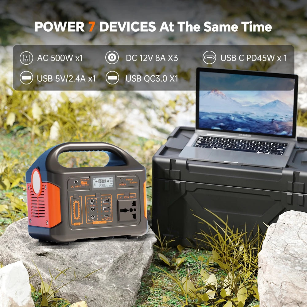 GaiaRay 500W Portable Solar Power Station 460Wh LiFePO4 Battery