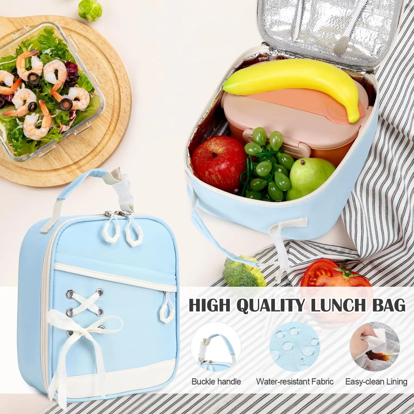 Adult Waterproof 3 Piece Backpack Set With Lunch Bag And Pencil Case