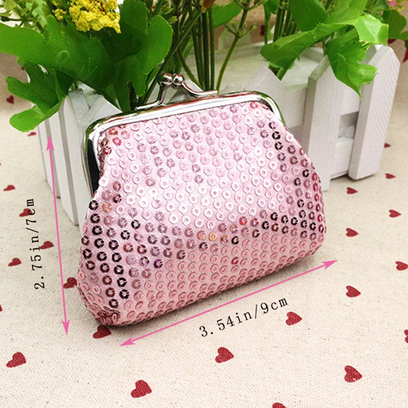 Sequins Coin Purse Kiss Lock Bag For Lipstick And Keys