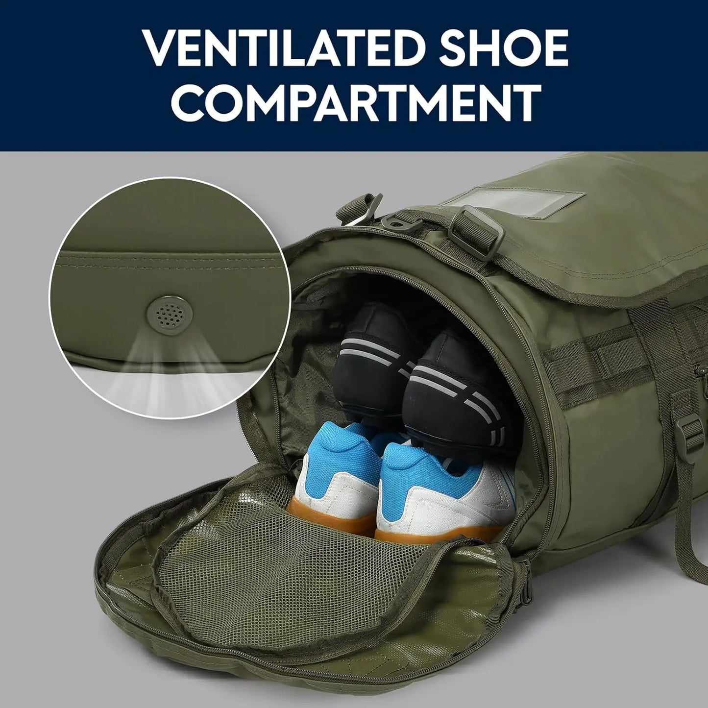 Convertible Duffel Backpack With Shoe Compartment Heavy Duty Water Resistant