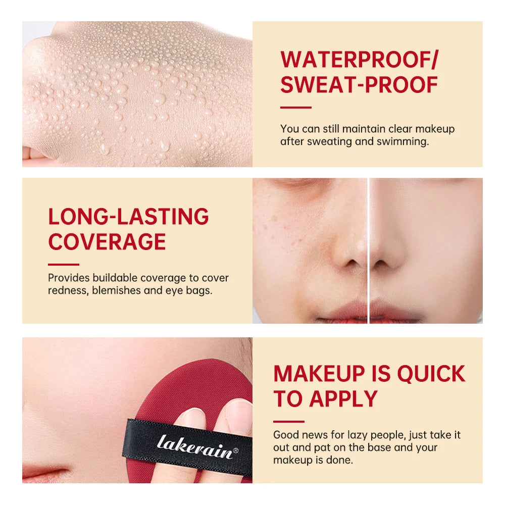 Ibcccndc Korean Air Cushion Foundation Natural Moisturizing Coverage 72H Wear