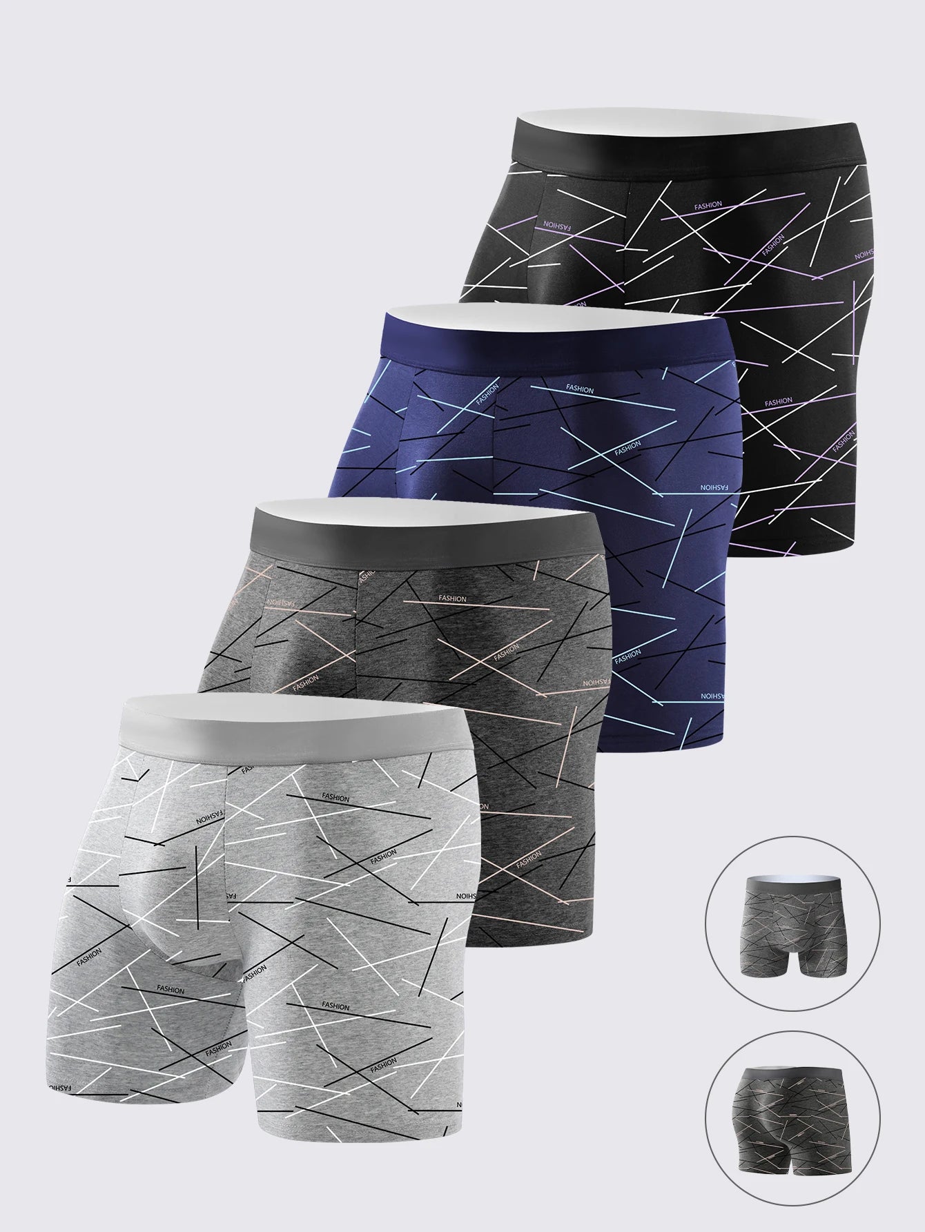 Vomaron 4 Pack Men's Premium Graffiti Print Boxer Briefs