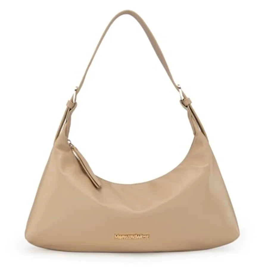 Genuine Leather Shoulder Purses for Women Crescent Hobo Bag