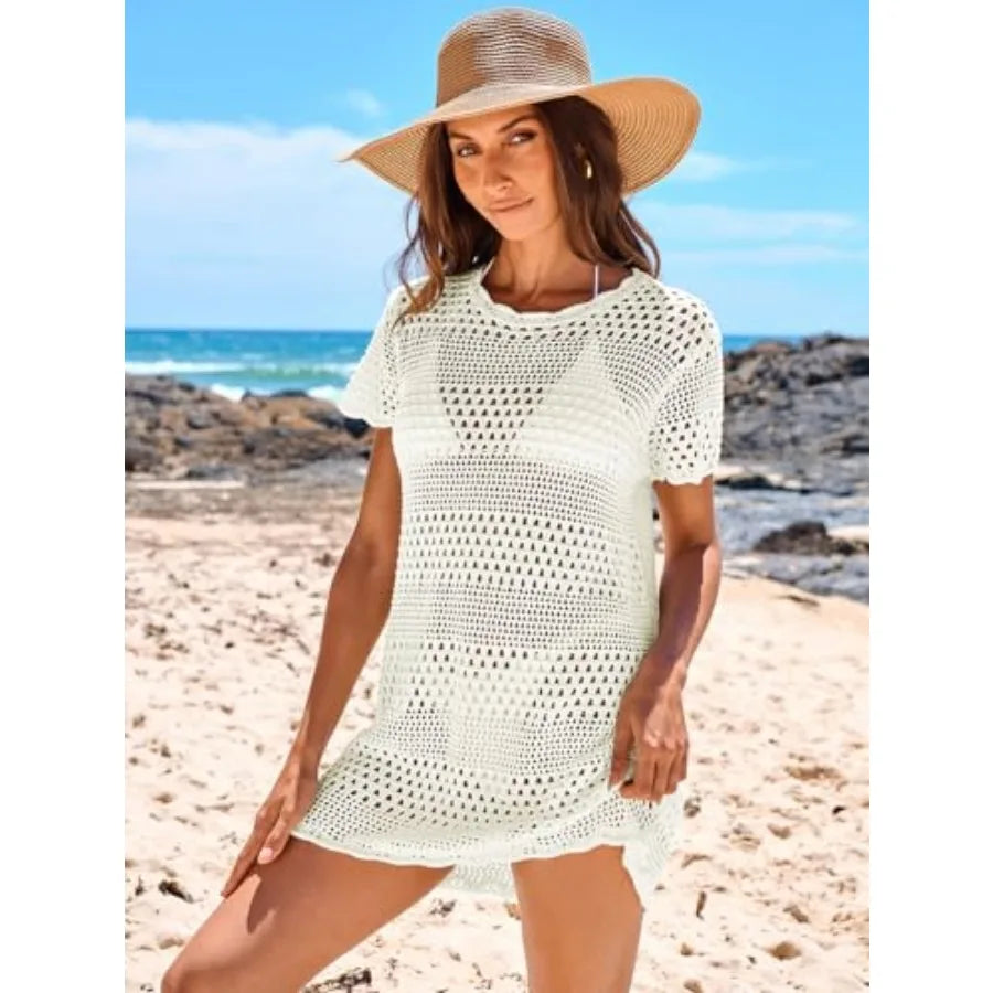 Women's Mesh Crochet Swimsuit Cover Up For Beach Vacation