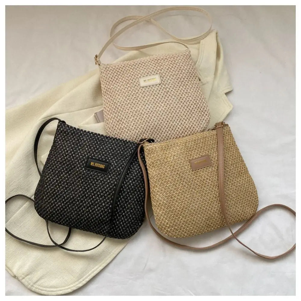 Ladies Straw Crossbody Bag For Women Summer Woven Shoulder Handbag