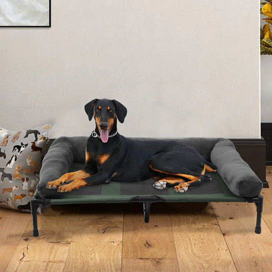 BINGOPAW Elevated Pet Bed For Indoor Outdoor Lounger With Detachable Bolster