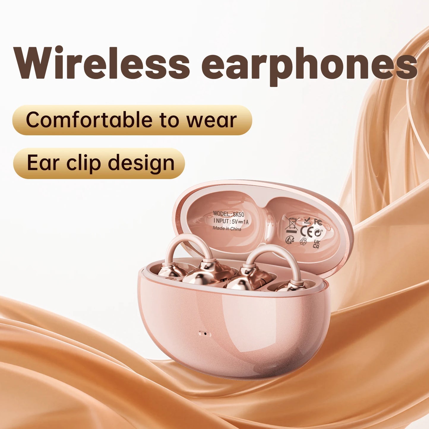 SHUKE Open Ear Clip Wireless Bluetooth Headphones With Microphone