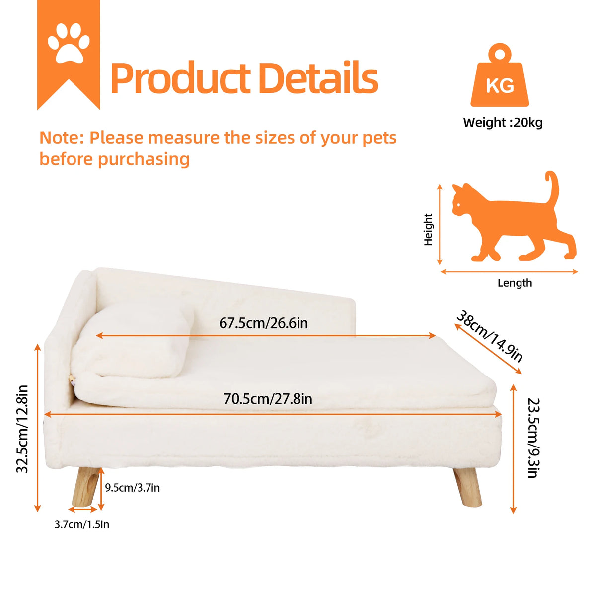 BINGOPAW Elevated Pet Sofa Bed With Cozy Waterproof Pad