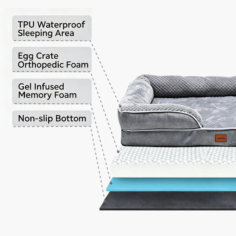Orthopedic Memory Foam Dog Bed With Washable Waterproof Cover