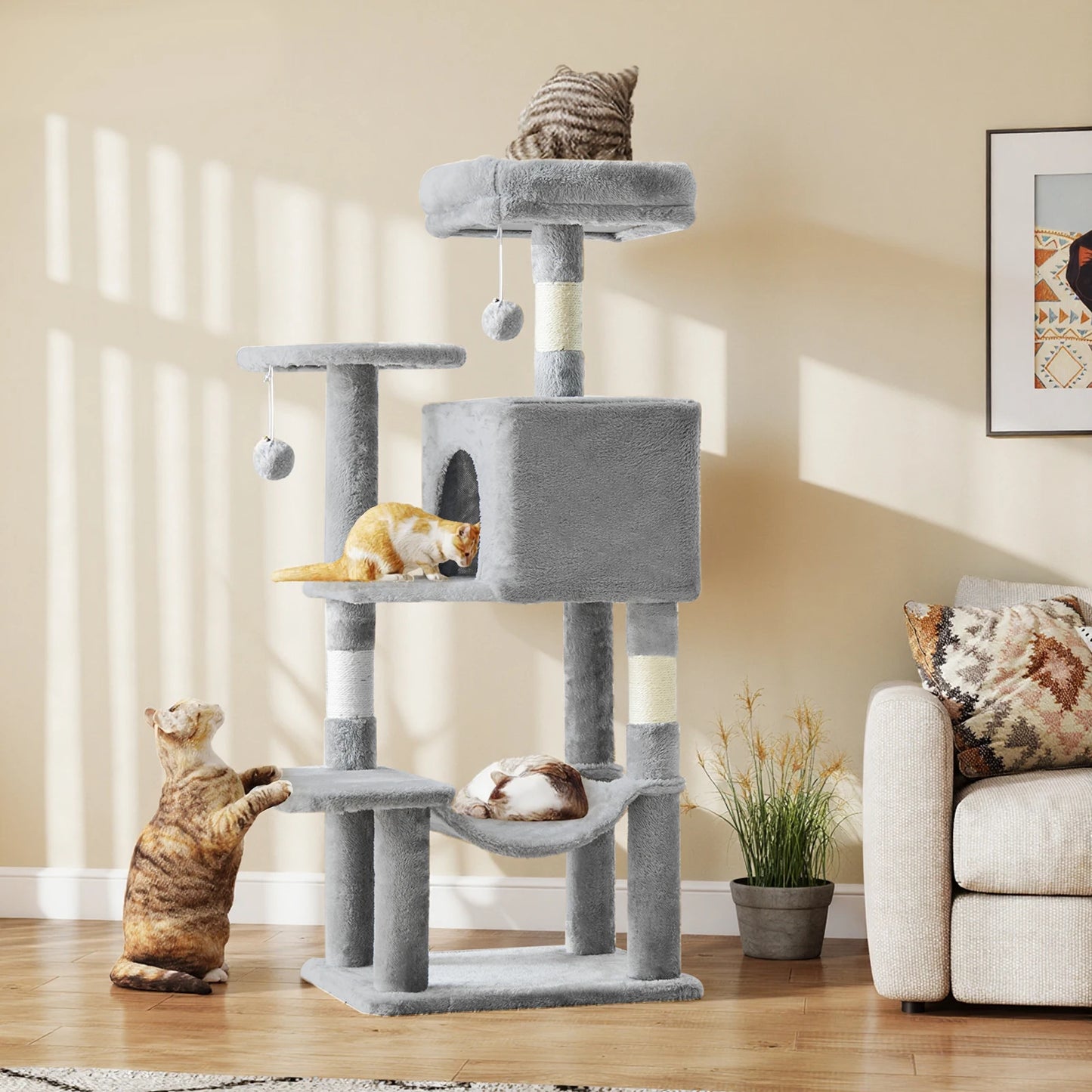 JHK Four Level Cat Tree Indoor Climbing Tower With Sisal