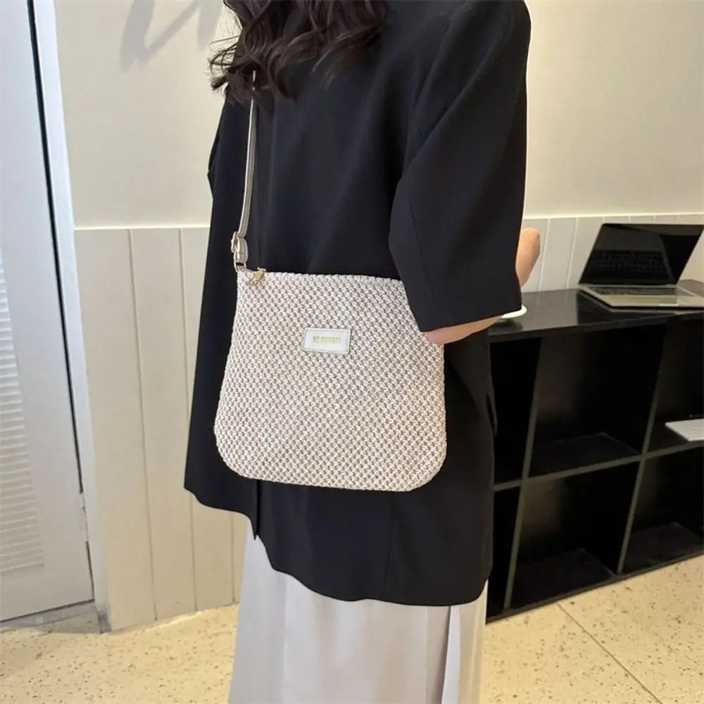 Ladies Straw Crossbody Bag For Women Summer Woven Shoulder Handbag