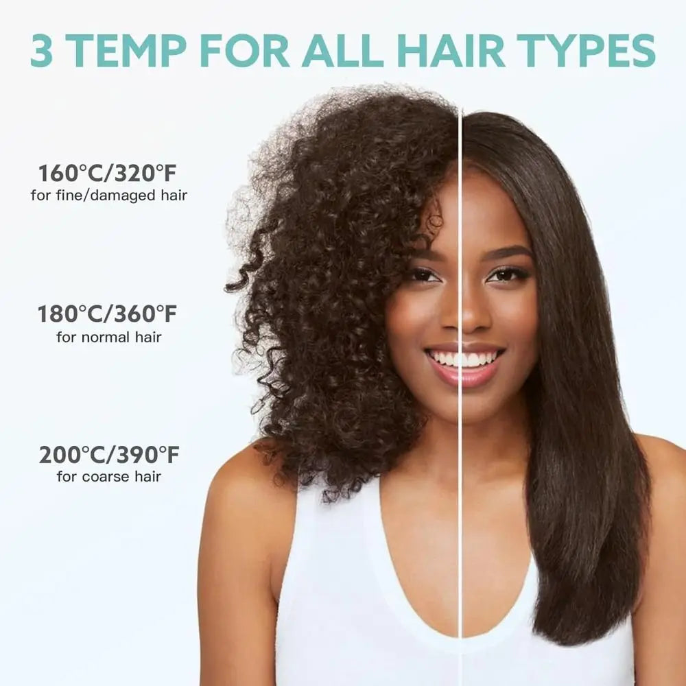 New Wireless Hair Straightener 140-200C° Type-C Straight Hair Comb 3 Temp Settings LCD Display Straightening Comb
